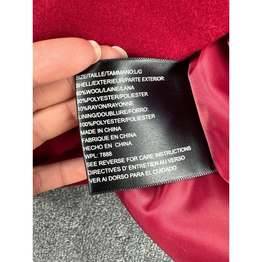 Michael Michael Kors Womens Red Wool Blend Double Breasted Pea Coat Jacket Large